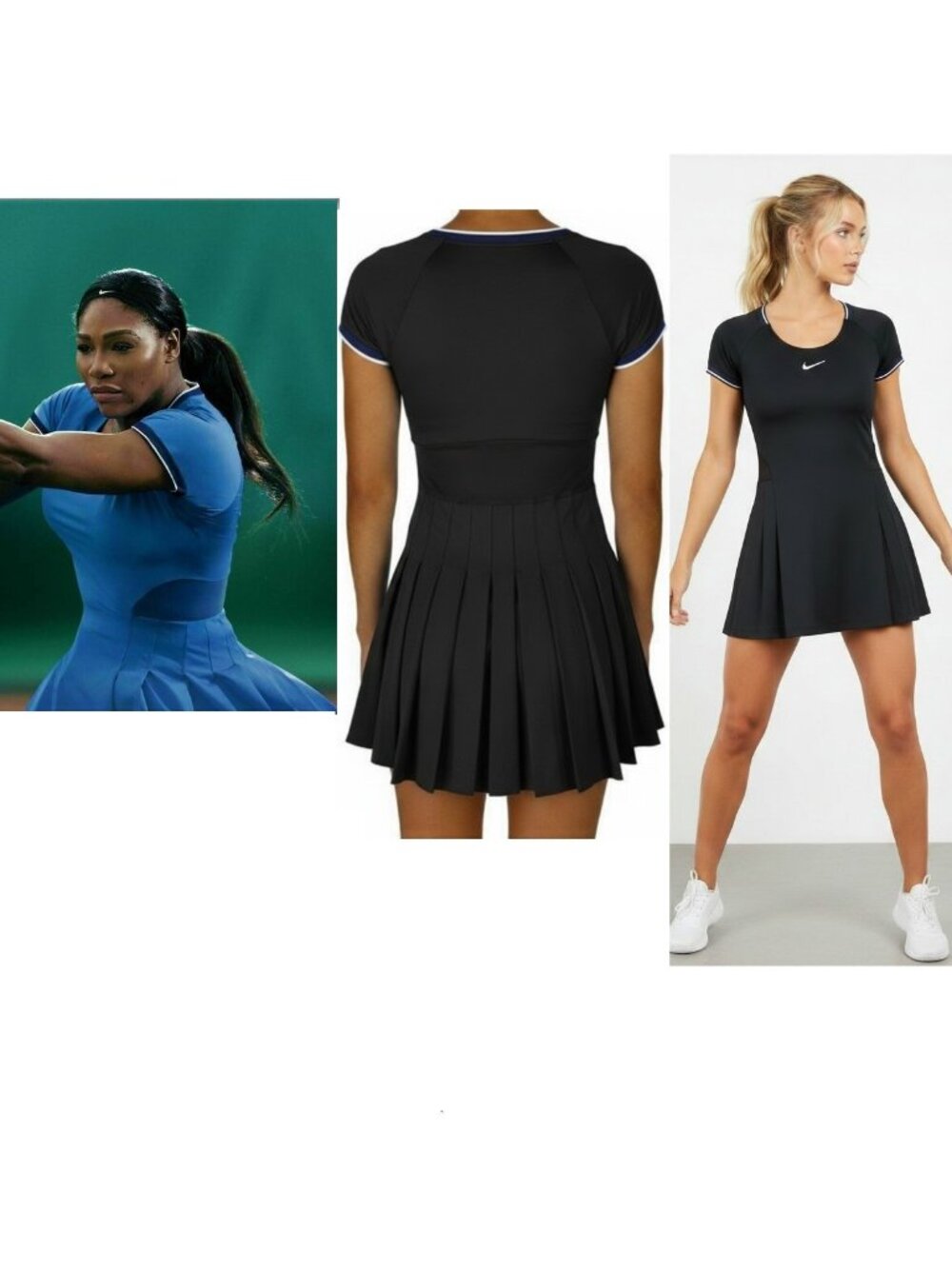 Nwt NIKE Serena Williams BLACK Tennis Dress pleated skirt M Medium BLACK
